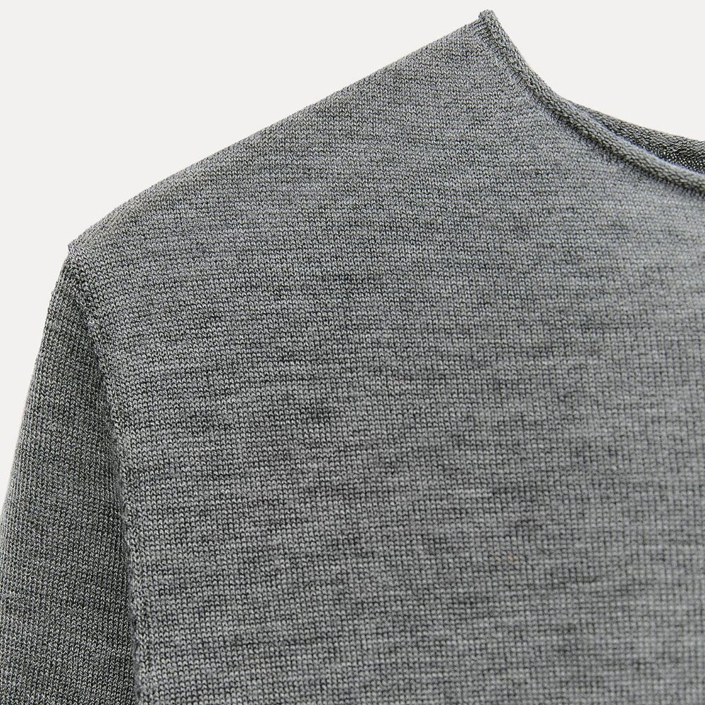 ZARA BASIC WOOL AND SILK BLEND SHORT SLEEVE TOP - Picture 6 of 8